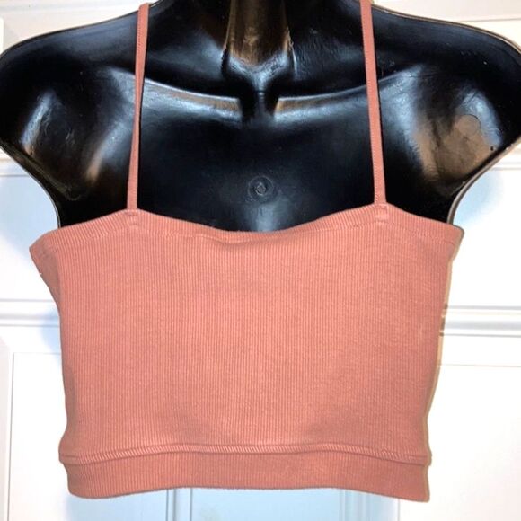 ADIDAS Ribbed Crop Spaghetti Straps Red Bralette Pink Tank Top Womens Medium - Picture 4 of 11